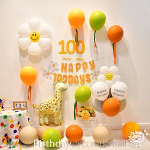 Leo's Party 100 Dagen ballonnen set met Giraf - 100 dagen mijlpaal - baby party - Feest versiering - verjaardag decoratie - Party set met ballonnen en giraffe