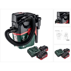 Metabo AS 18 L PC Compact accustofzuiger 18 V 6 l IPX4 stofklasse L nat en droog + 2x oplaadbare accu 5,5 Ah + lader