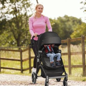 Lichtgewicht Reisbuggy met Verstelbare Rugleuning en Opvouwbare Babykuip voor Kinderen (6-36 maanden)