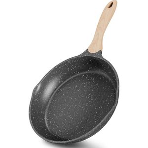 Koekenpan 24 cm, inductiepan met antiaanbaklaag, granieten pan, kookgerei, omeletpan met hittebestendig handvat, geschikt voor alle warmtebronnen, PFOA-vrij
