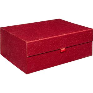 Luxe geschenkdoos ROOD GLITTER, geschenkdoos, verjaardag, huwelijk, cadeaudoos, formaat 40x30x15cm (1 stuk)