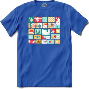 Adventskalender Kerst - Aftelkalender - Kalender - T-Shirt - Heren - Royal Blue - Maat S