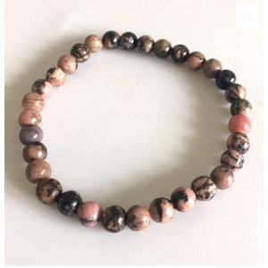 Rhodoniet armband 8 mm rose zwart edelsteen kalmerende werking