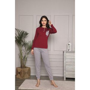 Sophia Mila Dames Luxe Pyjama | 2-delige Set | Lange Mouwen | Pyama Dames Volwassenen | Lange mouw | Blouse | Katoen | Pyjama Dames | Maat XL