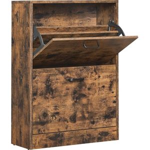 Schoenenkast met 2 kleppen en verstelbare scheidingswanden voor 12 paar damesschoenen - Vintage ontwerp