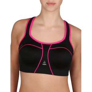 Pure Lime  - Padded Sportbeha - sport bh - hardlopen - tennis - grote maten - Zwart/Roze - maat 90E