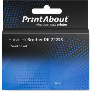 PrintAbout huismerk Etiket DK-22243 Zwart op wit (102 mm) geschikt voor Brother