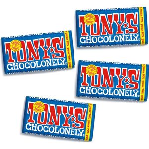 Tony's Chocolonely Puur Chocolade Reep - 4 x 180 gram - Vegan Chocola