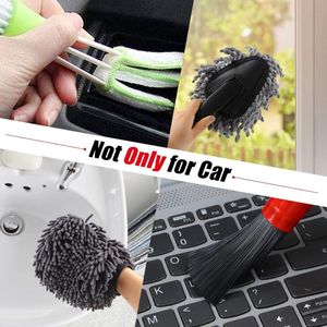 Set van 14 autoreinigingsborstels met autobandenborstel, ijskrabber, autodetailborstels, microvezeldoek, autowashandschoen, autostofborstel voor het reinigen van de buitenkant of binnenkant van voertuigen.
