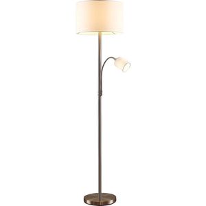 Lindby - vloerlamp - 1licht - stof, metaal - H: 170 cm - wit, mat nikkel