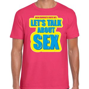 Foute party Let s talk about sex verkleed/ carnaval t-shirt roze heren - Foute hits - Foute party outfit/ kleding S