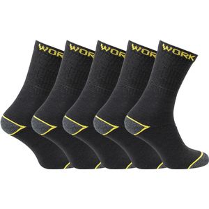 Work werksokken | Verstevigde hak en teen | Kleur: Zwart | Maat: 39-42 | 5 paar