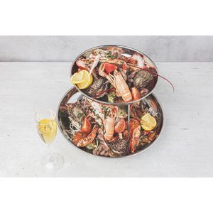 Set van 2 zeevruchtenschalen + bijpassende houder