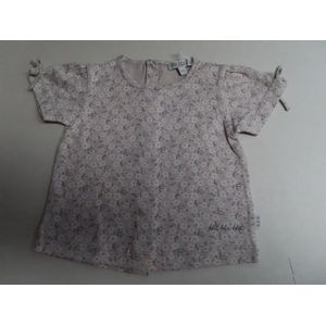 T shirt met korte mouwen - Meisjes - Grijst - Bloempje all over - 6 maand 68