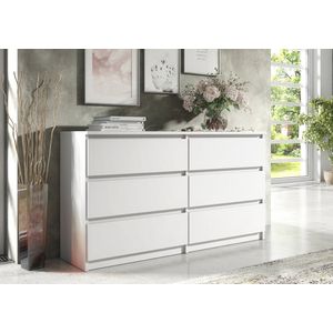 Pro-meubels - Ladekast Stamford - 140cm - Wit mat - Commode - 6 lades
