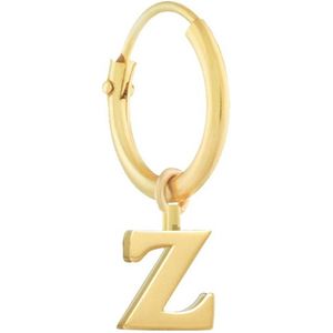 New Bling 9NBG-906Z Gouden Oorring met Letterhangertje - Half Paar - 11mm Doorsnee - Letter Z - 4mm - 14 Karaat - Goud