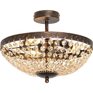 QAZQA mondrian - Klassieke Plafondlamp - 3 lichts - Ø 35 cm - Brons - Woonkamer | Slaapkamer | Keuken