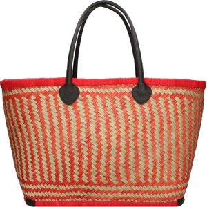 PE Florence Bozaka Rieten mand strandtas Rood | Sluiting: Trekkoord | Sleutelvakje| Zomertas