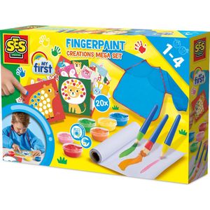 SES Creative - Mijn Eerste Vingerverf Creatie – Mega Knutselset voor Kinderen vanaf 1 Jaar - Inclusief verf en Kleurkaarten - Perfect voor Kleine Kunstenaars