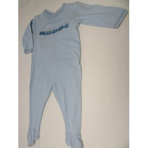 petit bateau , pyjama , katoen , jongen ,bleek blauw , trein,  12 maand 74