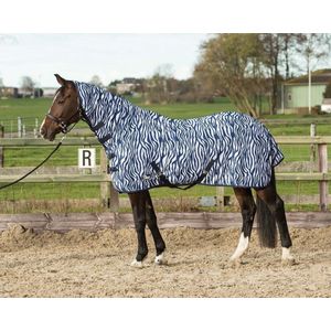Harry's Horse Vliegendeken mesh met hals & singels, zebra medival blue 185cm