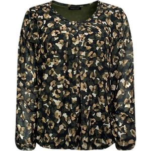 Pink Lady dames blouse oker/zwart print - maat M