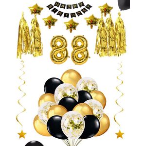88 jaar verjaardag feest pakket Versiering Ballonnen voor feest 88 jaar. Ballonnen slingers sterren opblaasbare cijfers 88