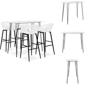 vidaXL Bartafel Modern Wit 120 x 60 x 105 cm - MDF en metaal - Set tafel en stoelen
