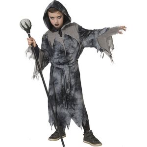 Funny Fashion - Halloween Kostuum - Lord Of The Rings Tovenaar Gandalf Kind Kostuum - Grijs - Maat 140 - Halloween - Verkleedkleding