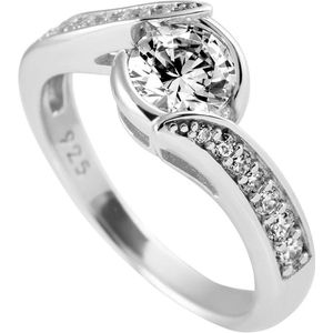 Diamonfire ring - zilver gerodineerd - zirkonia - rail- en kastzetting -  maat 60