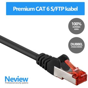 Neview - 50 meter premium S/FTP kabel - CAT 6 100% koper - Zwart - Dubbele afscherming - (netwerkkabel/internetkabel)