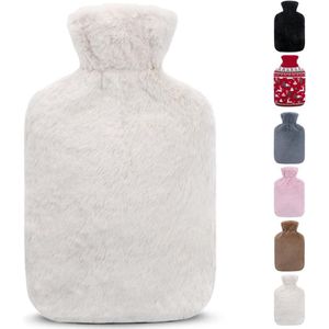 2 liter warmwaterkruik met natuurrubber en imitatiebonthoes - warmwaterkruik met deken - warm familiecadeau - ideaal voor vrouwen, meisjes en kinderen
