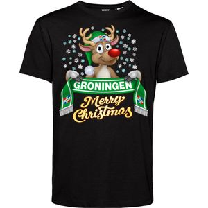T-shirt kind Groningen | Foute Kersttrui Dames Heren | Kerstcadeau | FC Groningen supporter | Zwart | maat 140