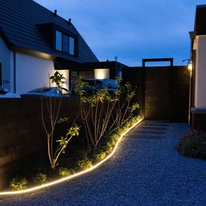 2 meter Neon LED flex Midi Recht Warm Wit - complete set neon verlichting met grondspiezen