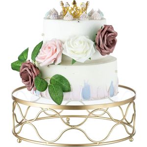 Gouden taartstandaard, ronde taartstandaard: cupcake standaard, 30 cm, metaal, middagthee, dessertdisplay, dienblad met acrylplaat voor bruiloft, verjaardag, feest, babyshower, kerstdecoraties