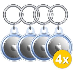 Set x4 SQUISHY® Shock proof siliconen sleutelhanger en bescherm hoesje geschikt voor Apple Airtag inclusief sleutelring (blauw)