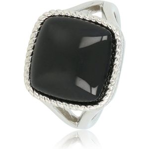 My Bendel - Zegelring zilver met zwarte Onyx edelsteen - Ring zilver met Onyx edelsteen - Met luxe cadeauverpakking