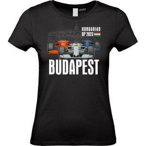Dames T-shirt Hungarian GP Budapest 2023 | Formule 1 fan | Max Verstappen / Red Bull racing supporter | Zwart | maat XL