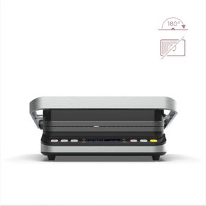 Aeno Contactrooster EG1 180° opening max.230°C roestvrij staal/blk - Tafelgrill - Zilver - Zwart