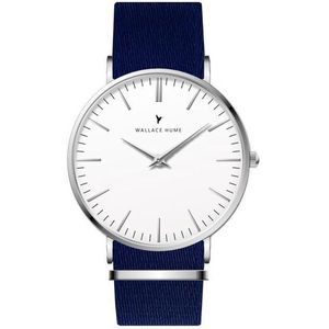 Wallace Hume Klassiek Wit - Horloge - Seat Belt NATO - Blauw