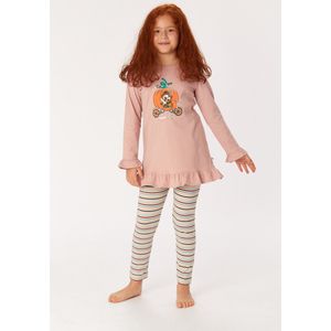 Woody pyjama velours + teddy fleece meisjes/dames - oudroze - haas - 232-10-WPI-M/443 - maat 164