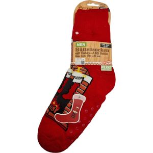 Antonio Heren Huissokken - Huissokken Kerst Rood - Antislip ABS - One Size (42-47) - Warme Sokken - Kerstcadeau voor mannen