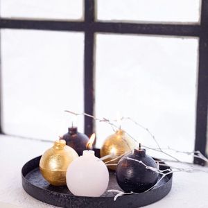 Candle Ball Black, Silver , White 6x6x6cm - Set van 3 stuks