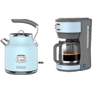 Westinghouse - Retro Series - Waterkoker + Koffiezetapparaat - Koffiefilter - combinatiedeal - Blauw