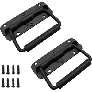 Inklapbare handgrepen, 2 stuks, handgrepen van 120 mm, opvouwbare doosgreep, zwarte handgreep, draaggreep, ijzeren veerbelaste inklapbare handgreep, hardwareboxen, kofferhandgreep, gereedschapskist opvouwbare handgrepen voor gereedschapskisten