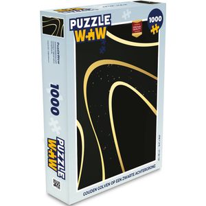 Puzzel Gouden golven op een zwarte achtergrond - Legpuzzel - Puzzel 1000 stukjes volwassenen