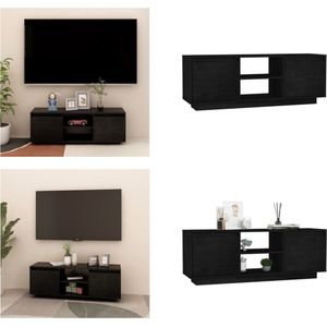 vidaXL Tv-meubel 110x30x40 cm massief grenenhout zwart - Tv-meubel - Tv-meubels - Tv-kast - Tv-kasten
