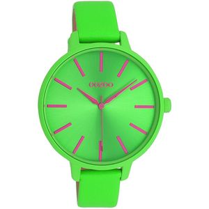 OOZOO Timepieces - Neon groene OOZOO horloge met neon groene leren band - C11183
