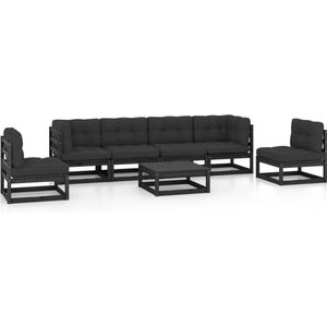 vidaXL 7-delige Loungeset met kussens hout Tuinset - Lounge Set - Houten Bank - Buis Meubel - Balkon Set