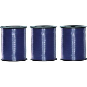 3x rollen blauw sier cadeau lint 500 meter x 5 milimeter - Feestartikelen en versiering